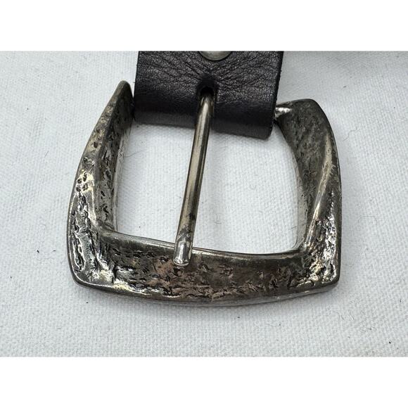 Silpada Designs Black Leather Belt Silver Buckle Size Small - Picture 2 of 8